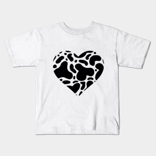 Minimalist Heart Cow Print Kids T-Shirt